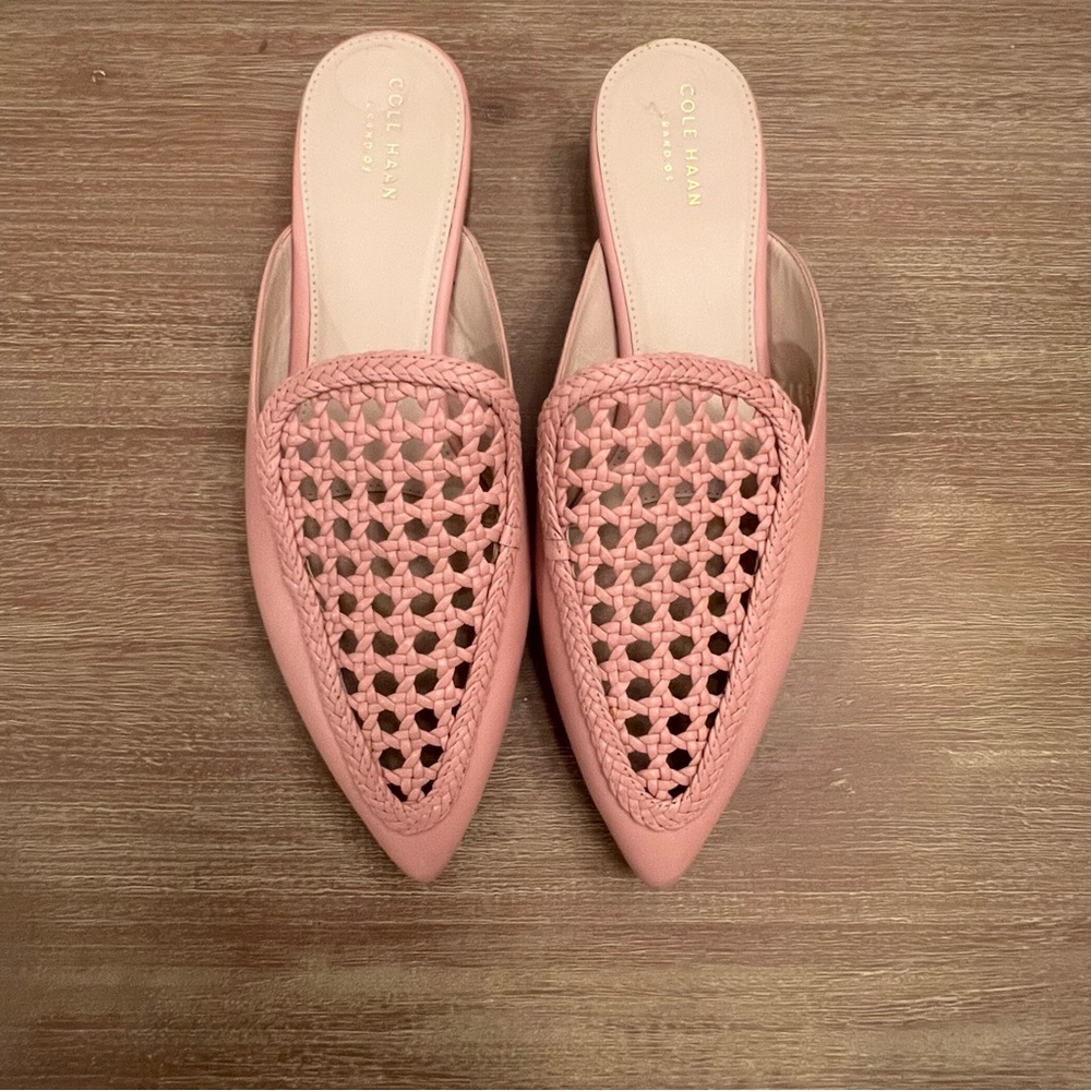 Cole Haan Blush Pink Woven Pointed-Toe Mule
